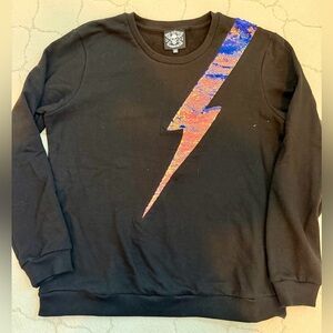 Any Old Iron Lightning Bolt Sequin Sweatshirt Black Size XXL
